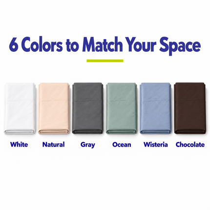 6 colors: White, Natural, Gray, Ocean, Wisteria, Chocolate