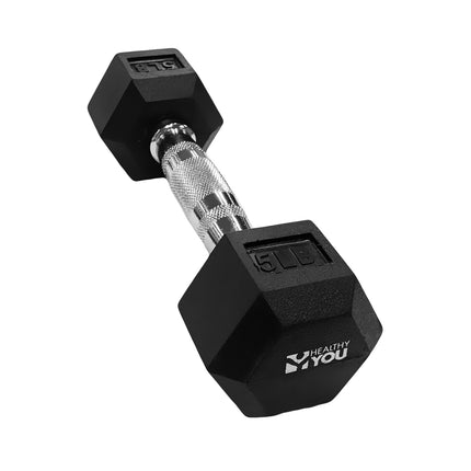 Healthy You Rubber Hexagon Dumbbell with Chrome Handle