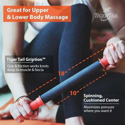Tiger Tail Original 18 massage stick in use on calf