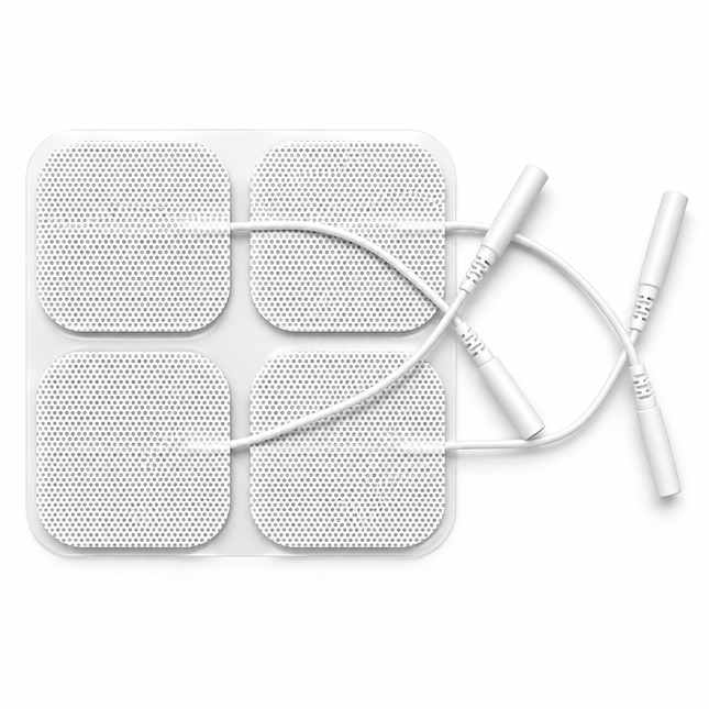 2 inch square cloth TENS/EMS electrodes, top view