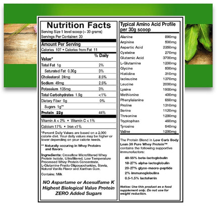 Chiropractor's Blend Pure Whey Protein Body Lean 36 French Vanilla 1.7 lbs
