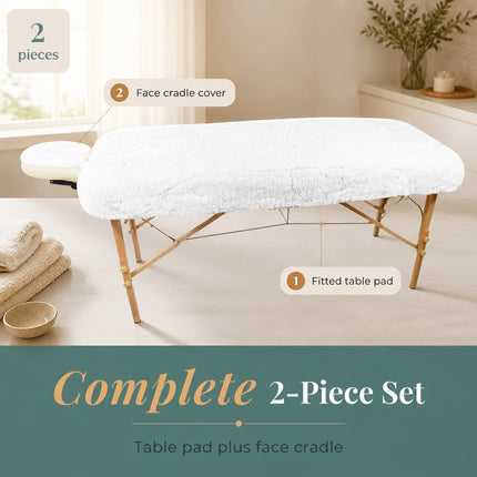Healthy You Fitted Fleece Massage Table Pad Set with Face Cradle Cover