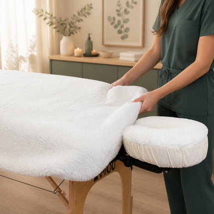 Healthy You Fitted Fleece Massage Table Pad Set with Face Cradle Cover