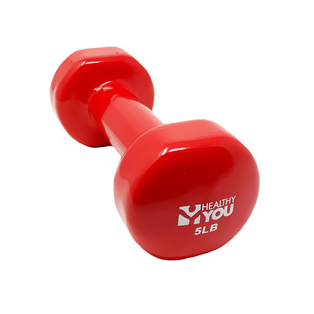 Healthy You Vinyl Coated Dumbbell / Small Hand Weight 5 lb Red