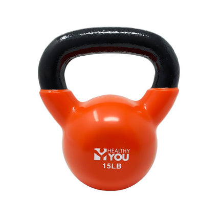 Healthy You Vinyl Coated Kettlebell 15 lb Orange