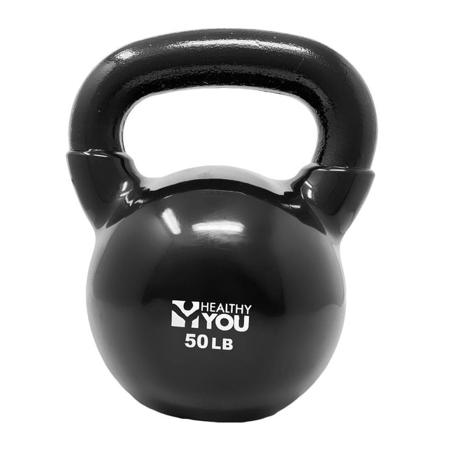 Healthy You Vinyl Coated Kettlebell 50 lb Black