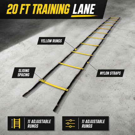 Healthy You Agility Speed Training Ladder for Footwork Exercises 20 ft  / 11 Rungs