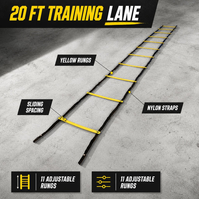 Healthy You Agility Speed Training Ladder for Footwork Exercises 20 ft  / 11 Rungs