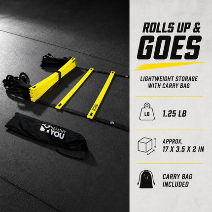 Healthy You Agility Speed Training Ladder for Footwork Exercises 20 ft  / 11 Rungs