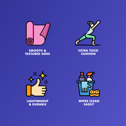 Healthy You Yoga / Exercise Mat Extra Thick 74" x 24"- Black