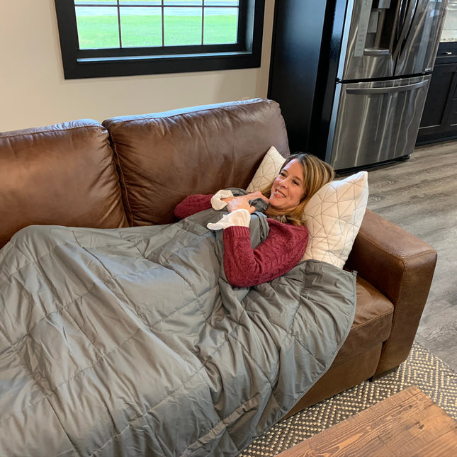 Healthy You Cozy Weighted Blanket Queen Size 20 lbs 60" x 80" - Gray (d)