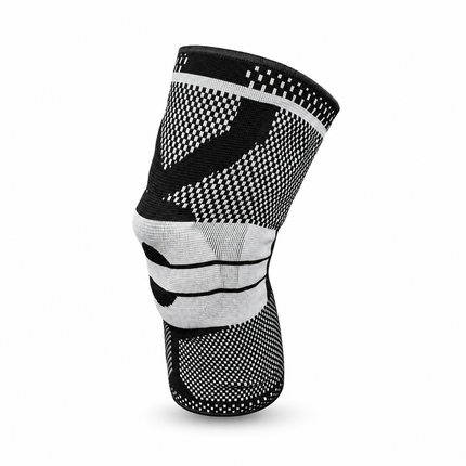 Healthy You black and gray knee compression sleeve on a white background