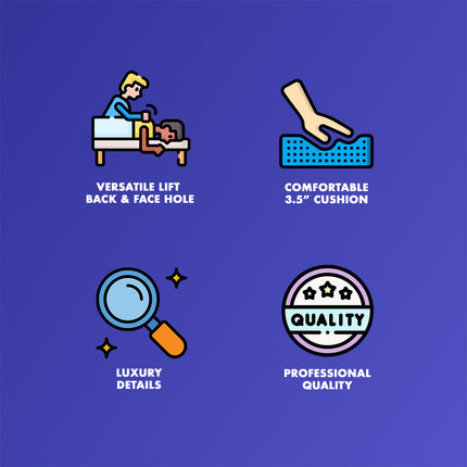 Healthy You Stationary Massage Table with Lift Back, Nose Hole, And Shelf