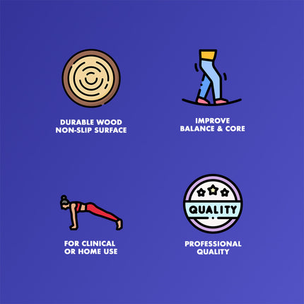 Healthy You Wooden Rocker Balance Board 17.5" Physical Therapy and Standing Desk Trainer