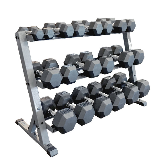 Healthy You Rubber Hexagon Dumbbell with Chrome Handle (No Logo)