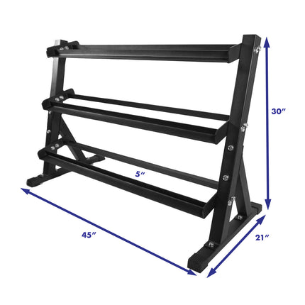 Healthy You 3 Tier Dumbbell Rack Heavy-Duty Steel Weight Storage Stand