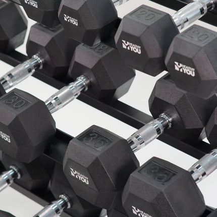 Healthy You Rubber Hexagon Dumbbell with Chrome Handle