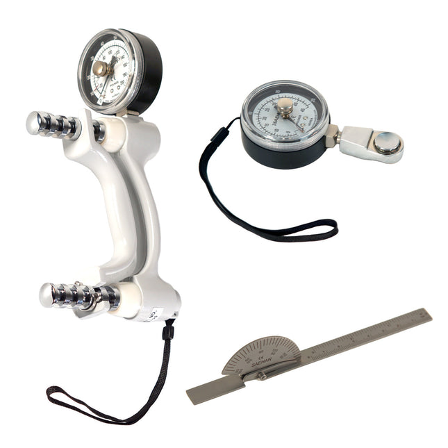 Saehan Hand Evaluation 3 Piece Kit - Hand Dynamometer, Pinch Gauge, & Finger Goniometer