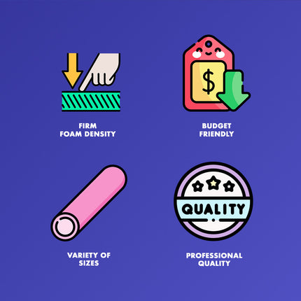 Healthy You High Density Foam Roller Full Round 12" - Black