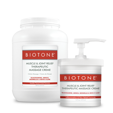 BIOTONE® Muscle and Joint Relief Therapeutic Massage Creme 1 Gallon and 16 oz