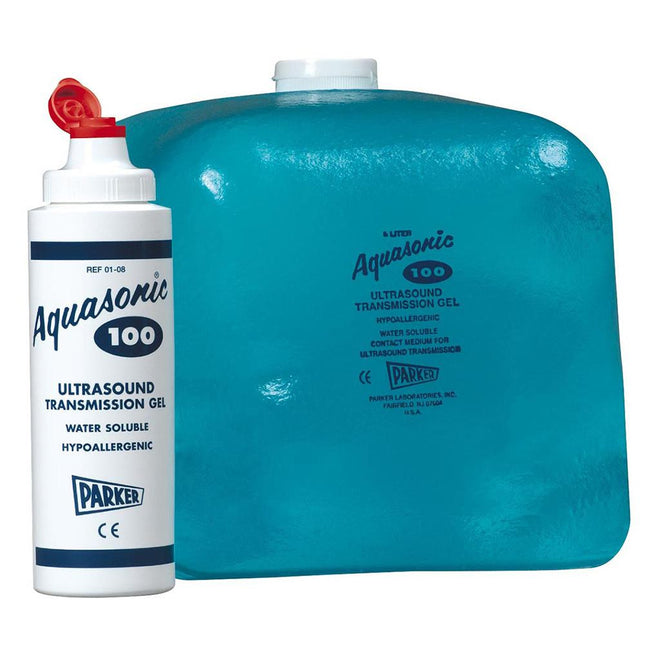 Parker Labs Aquasonic 100 Blue Ultrasound Transmission Gel 5 Liter with Refillable Dispenser Bottle