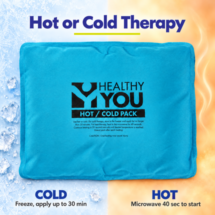 Hot or cold therapy: freeze and apply up to 30 minutes, or microwave 40 seconds to start