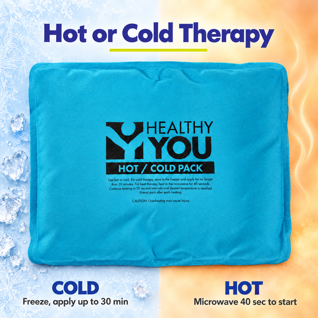 Hot or cold therapy: freeze and apply up to 30 minutes, or microwave 40 seconds to start