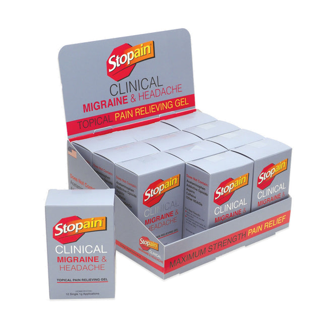 Stopain Clinical Migraine & Headache Topical Gel - 12/Box Display