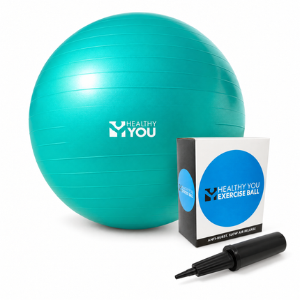 Healthy You 75 cm teal anti-burst exercise ball with box and pump