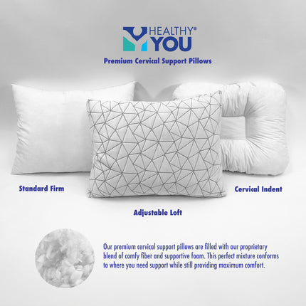 Healthy You Premium Adjustable Loft Foam/Fiber Mix Pillow Standard with FREE Travel Size Pillow