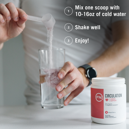 How to use Circulation: mix one scoop with 10-16 oz cold water, shake well