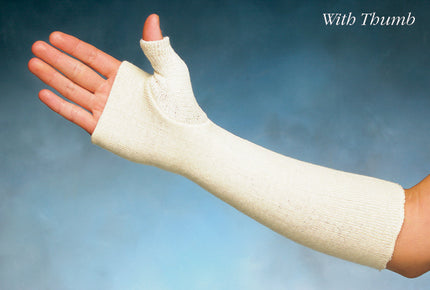 Cotton stockinette splint liners with thumb