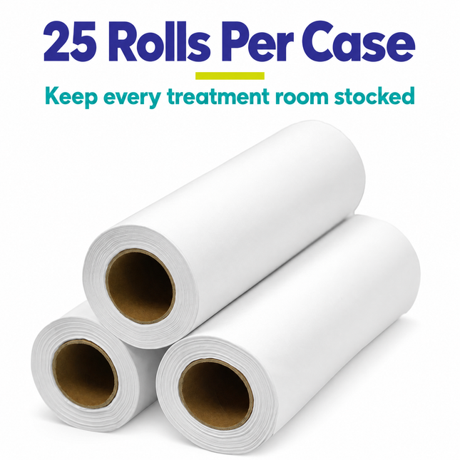 Three rolls of Healthy You headrest paper, 25 rolls per case