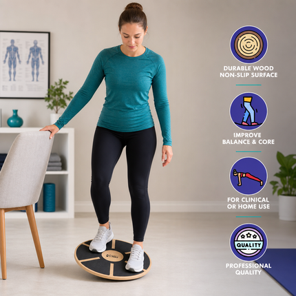 Healthy You Round Wooden Wobble Balance Board Trainer for Physical Therapy