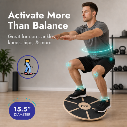 Healthy You Round Wooden Wobble Balance Board Trainer for Physical Therapy