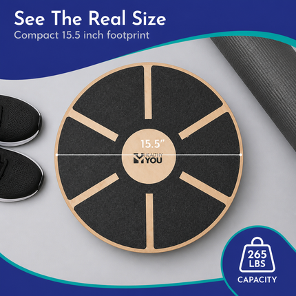 Healthy You Round Wooden Wobble Balance Board Trainer for Physical Therapy