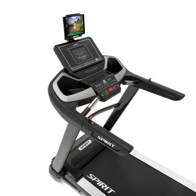 Spirit Fitness XT685 - left 3/4 with tablet